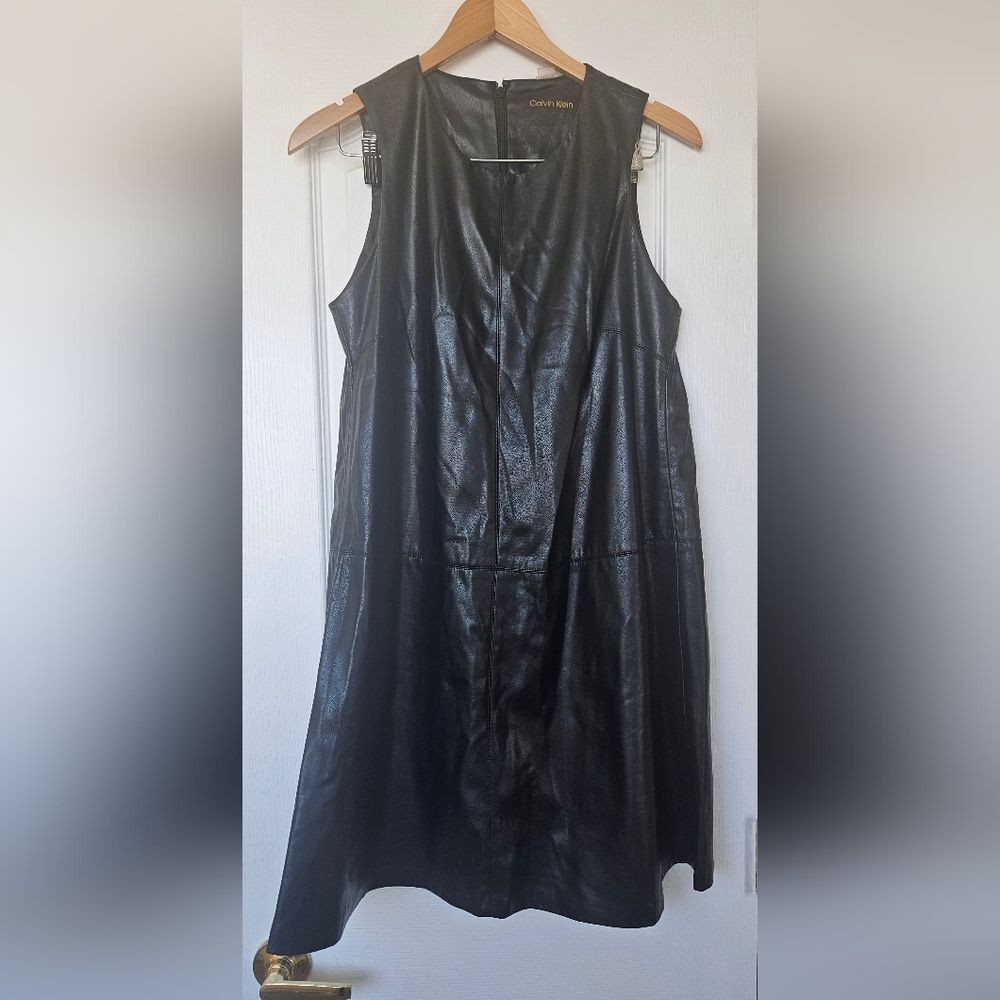 Calvin Klein Faux Leather Little Black Dress